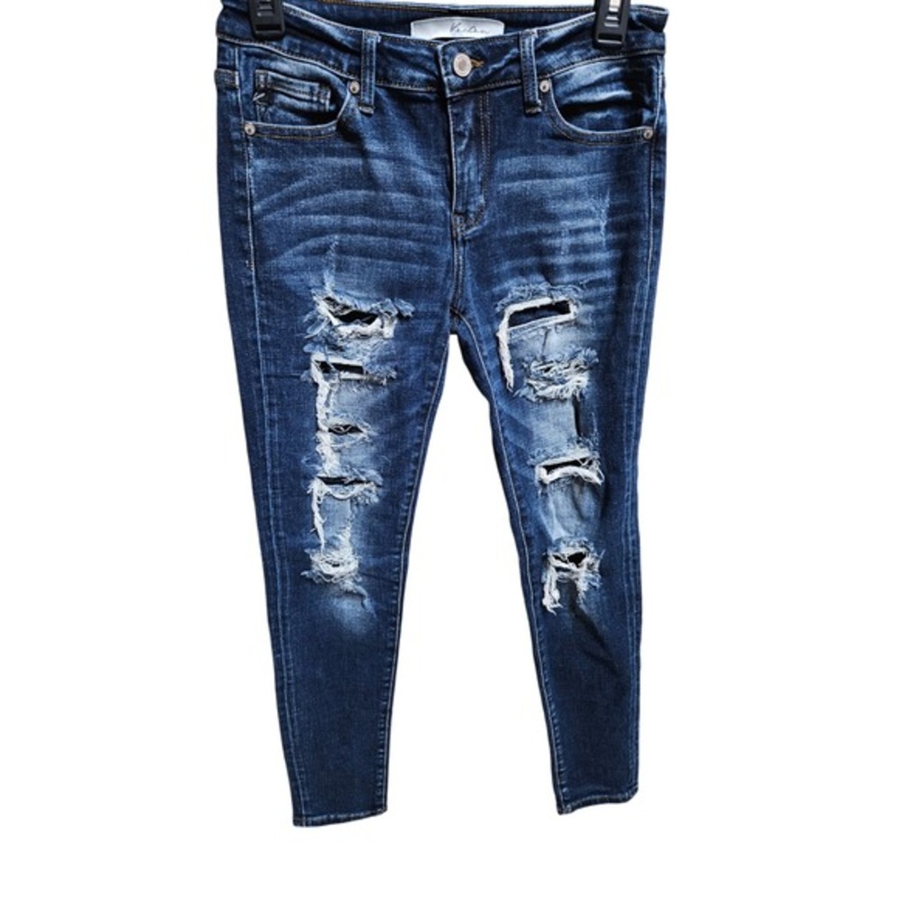 Kancan Distressed Skinny Jeans Dark Wash Ripped Denim‎ Casual Stylish